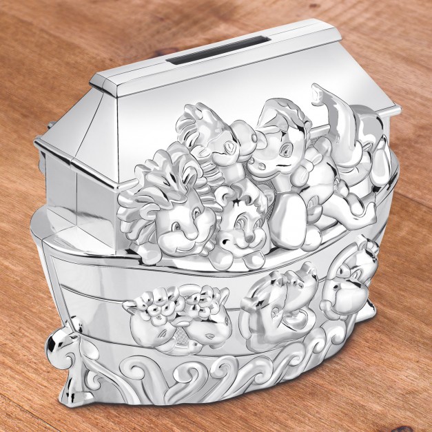 Skarbonka posrebrzana arka Noego z grawerem dla dziewczynki na imieniny
