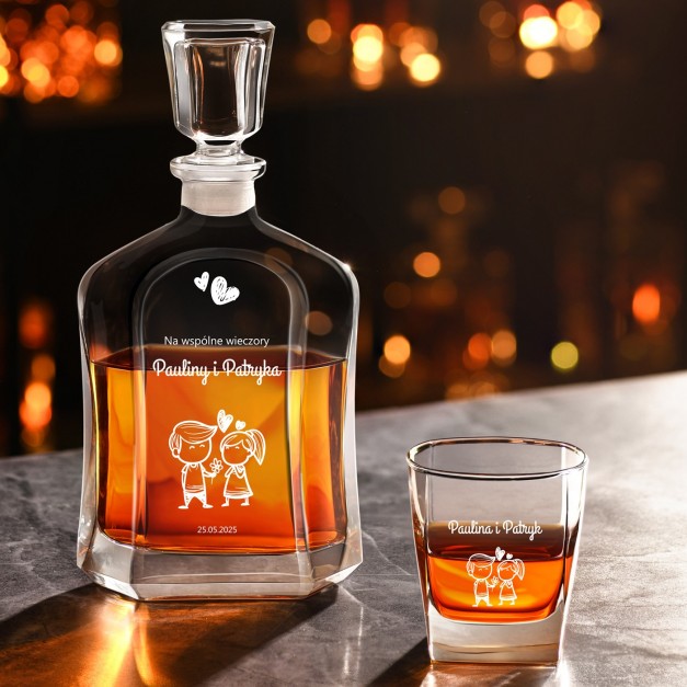 Zestaw karafka z 4 szklankami grawer dla pary na ślub rocznicę