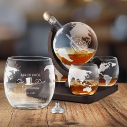 Karafka szklana ze statkiem do whisky z 4 szklankami zestaw z grawerem dla gentlemana na urodziny