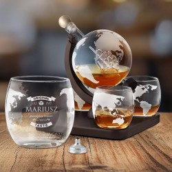 Karafka szklana ze statkiem do whisky z 4 szklankami zestaw z grawerem dla konesera whisky na urodziny