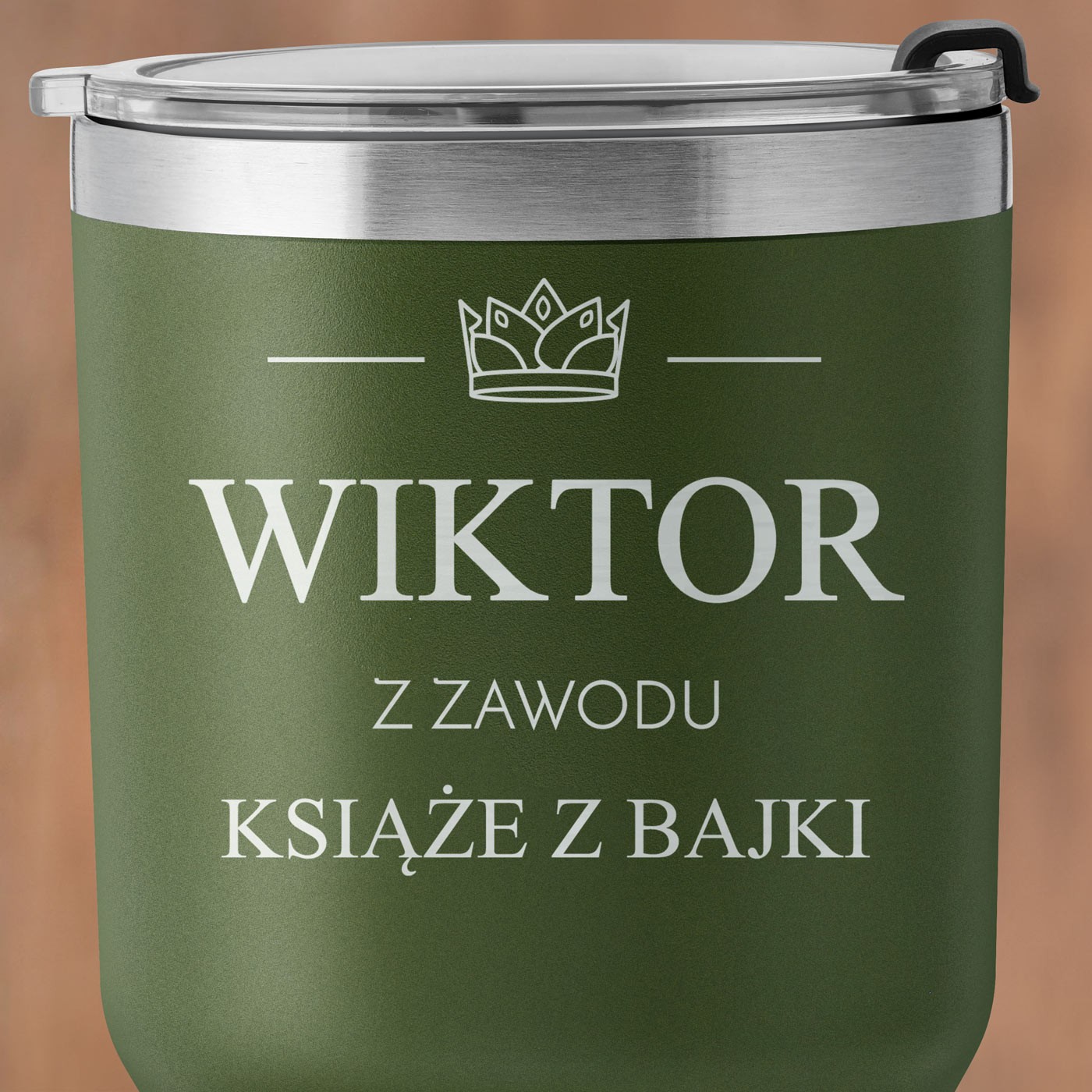 Zielony kubek termiczny z własnym grawerem dla niego chłopaka na imieniny