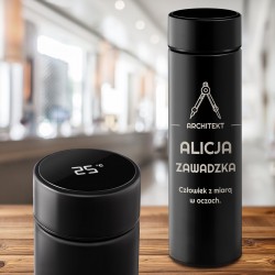 Kubek termiczny termos z wyświetlaczem LED z grawerem dla architekta inżyniera
