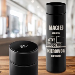 Kubek termiczny termos z wyświetlaczem LED z grawerem dla kierowcy na imieniny zdany egzamin na prawo jazdy