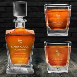 Karafka do whisky pyramid z 2 szklankami capitol i grawerem dla taty na urodziny