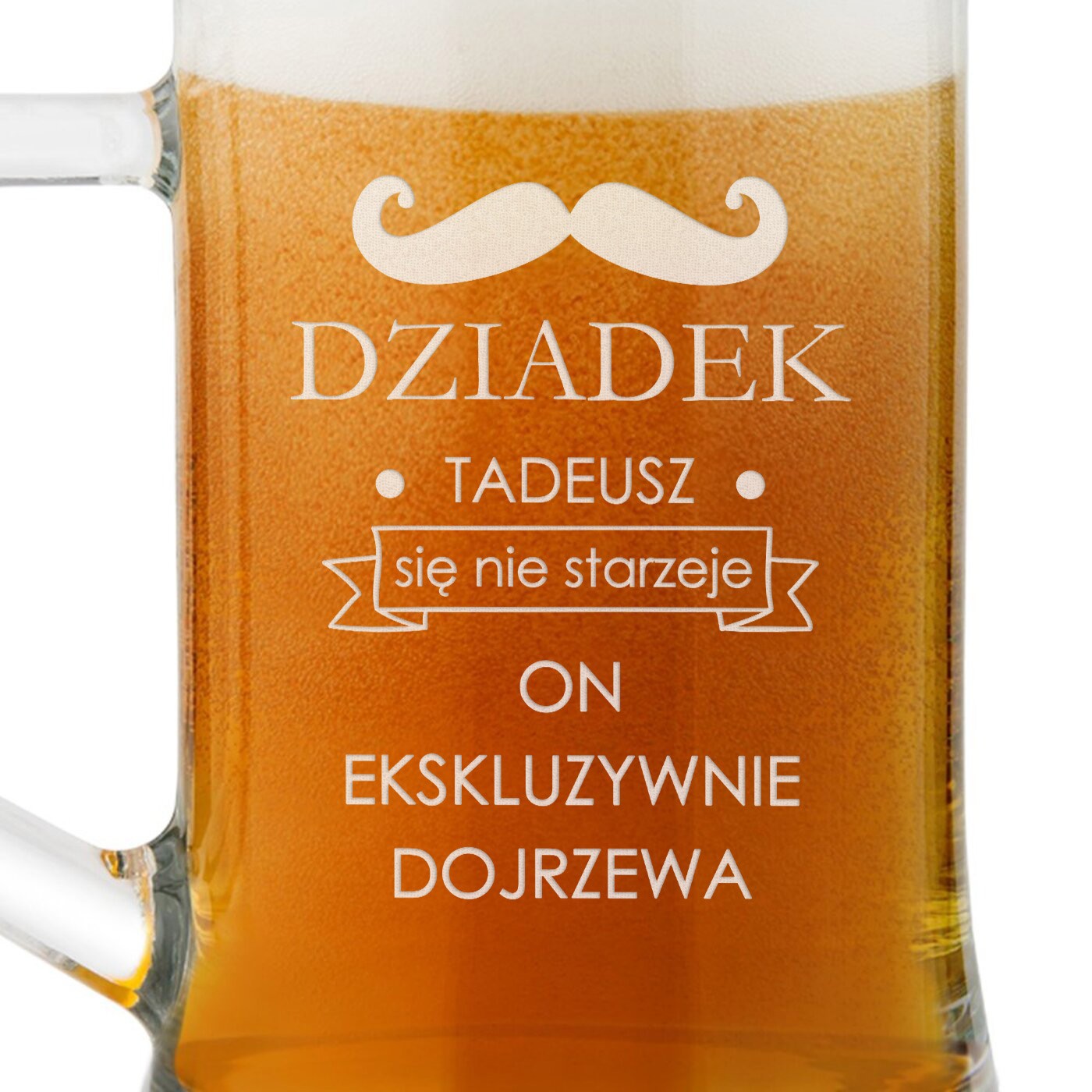 Kufel szklany do piwa z grawerem dla dziadka
