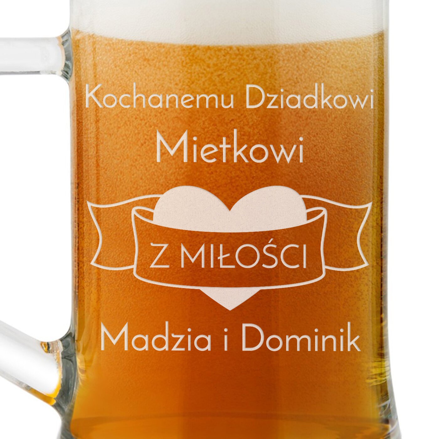 Kufel szklany do piwa z grawerem na Dzień Dziadka