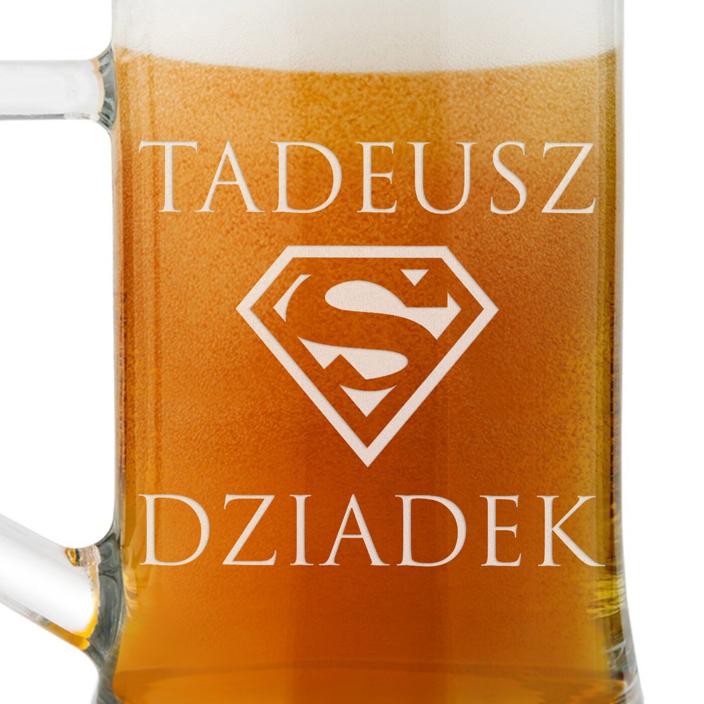 Kufel szklany do piwa z grawerem dla dziadka na imieniny