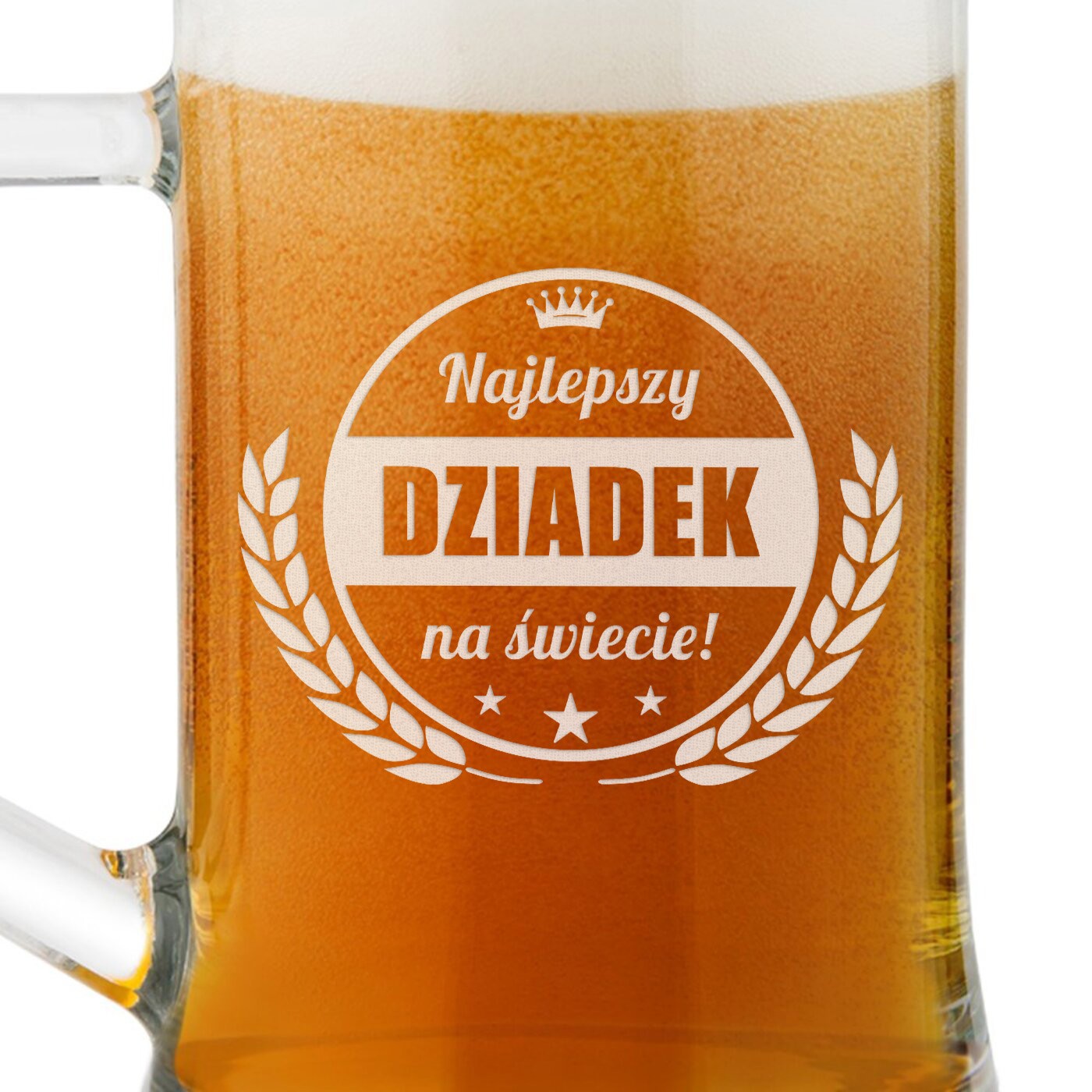 Kufel szklany do piwa z grawerem na imieniny