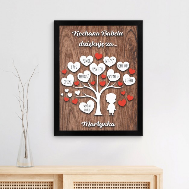 Plakat personalizowany w ramce dla Babci podziekowania na Dzień Babci