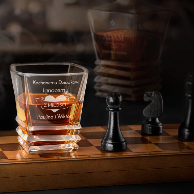 Szklanka do whisky geometric z grawerem na Dzień Dziadka