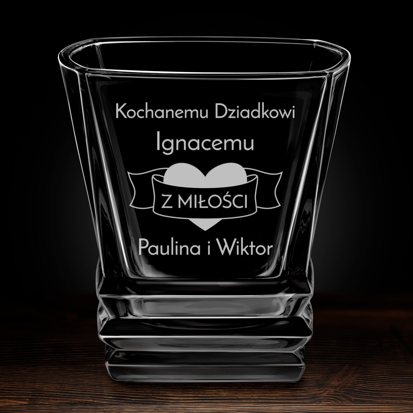 Szklanka do whisky geometric z grawerem na Dzień Dziadka