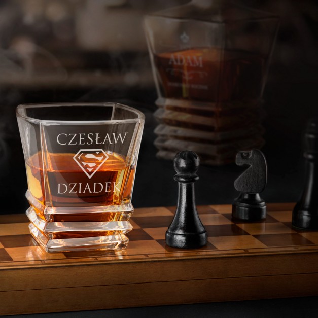 Szklanka do whisky geometric z grawerem dla super dziadka
