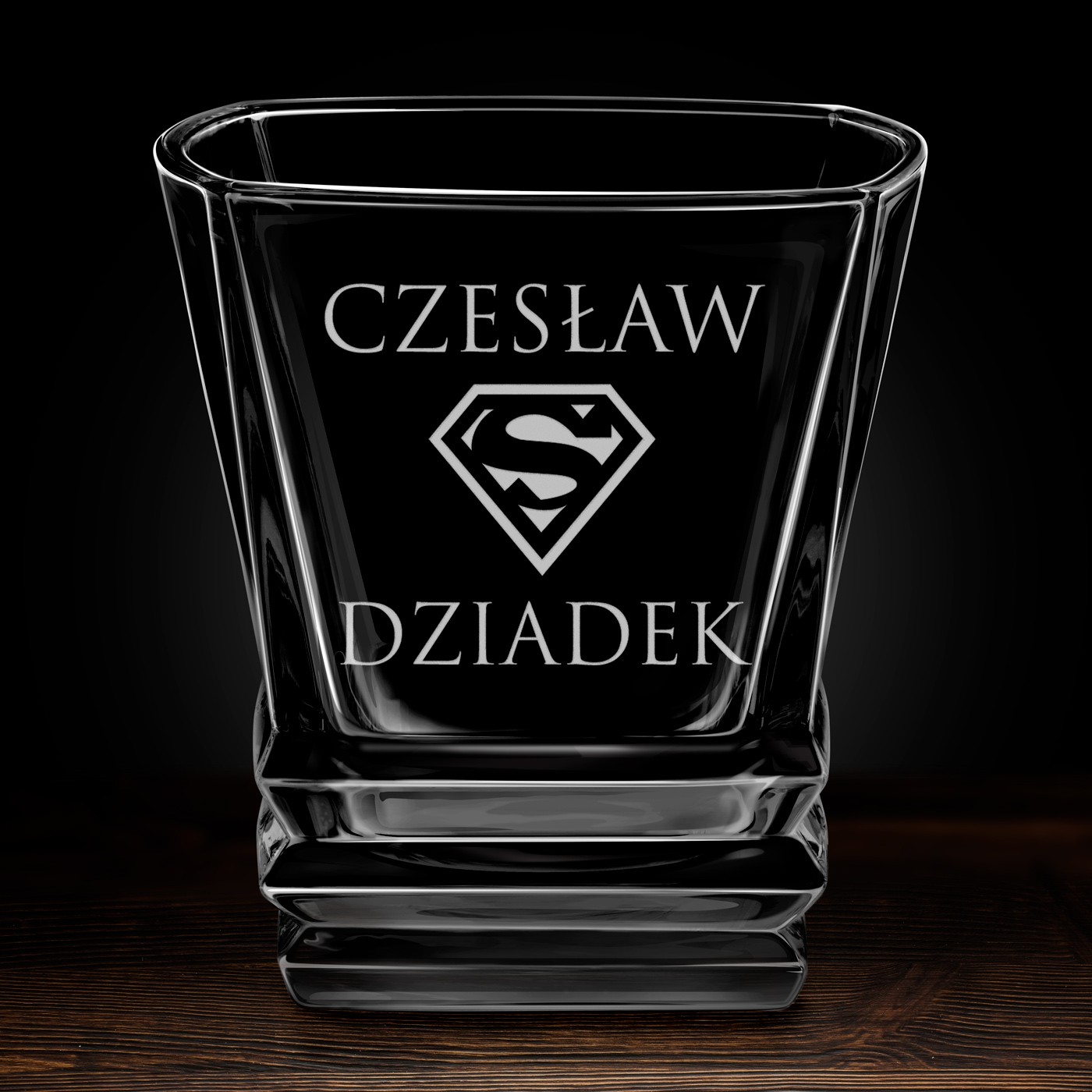 Szklanka do whisky geometric z grawerem dla super dziadka