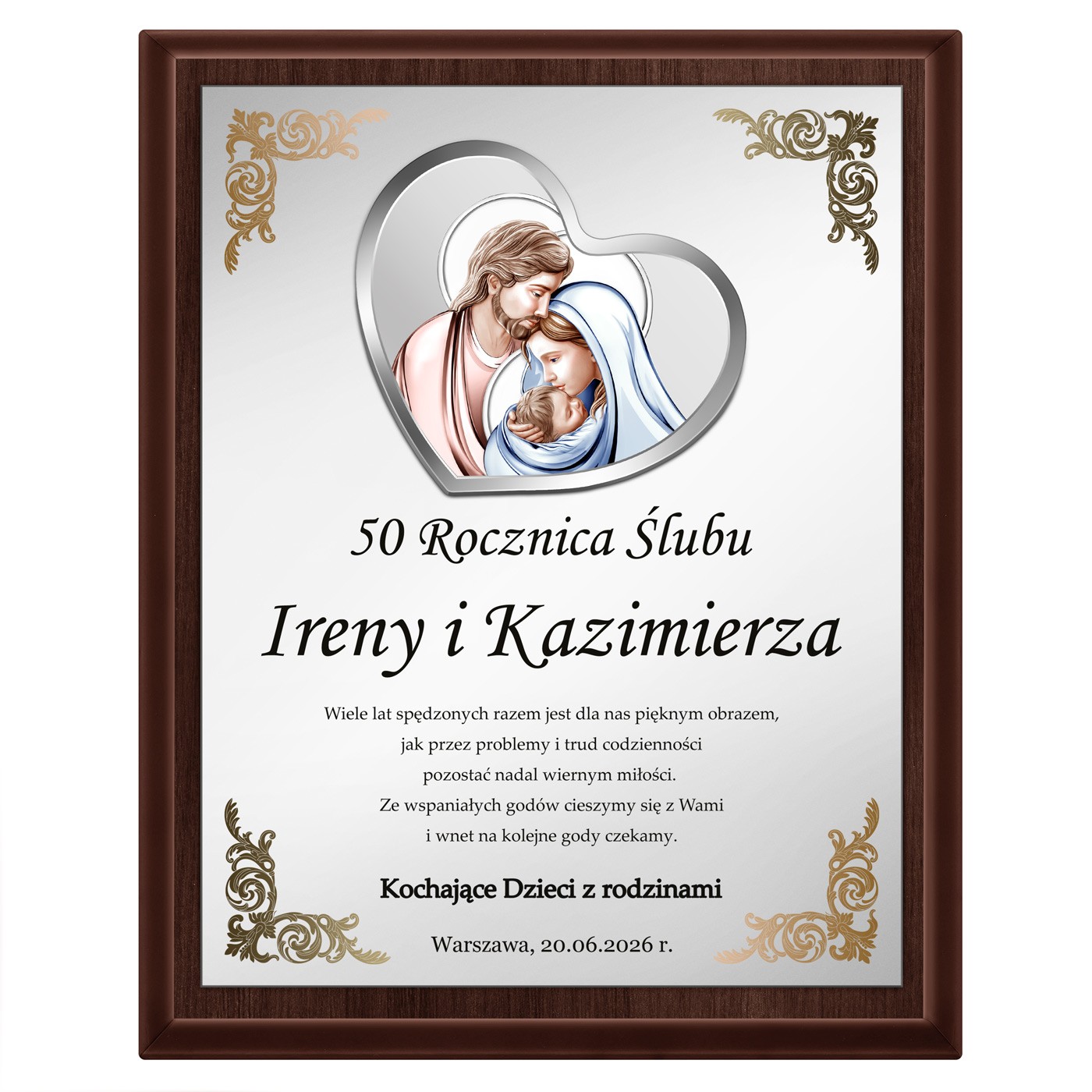 Obrazek z życzeniami i dedykacją dla rodziców na 50 rocznicę ślubu