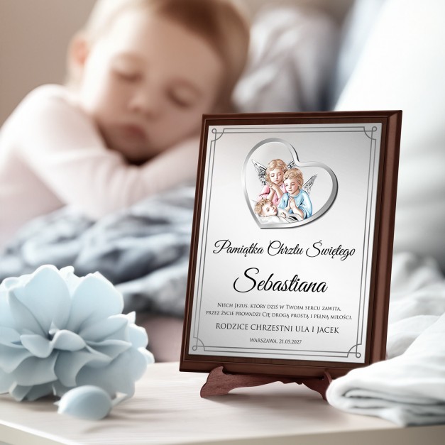 Obrazek z życzeniami i dedykacją na chrzest
