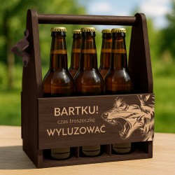Nosidło drewniane na piwo z otwieraczem i grawerem dla niego na imieniny