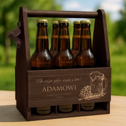 Nosidło drewniane na piwo z otwieraczem i grawerem dla przyjaciela kolegi na 18 urodziny