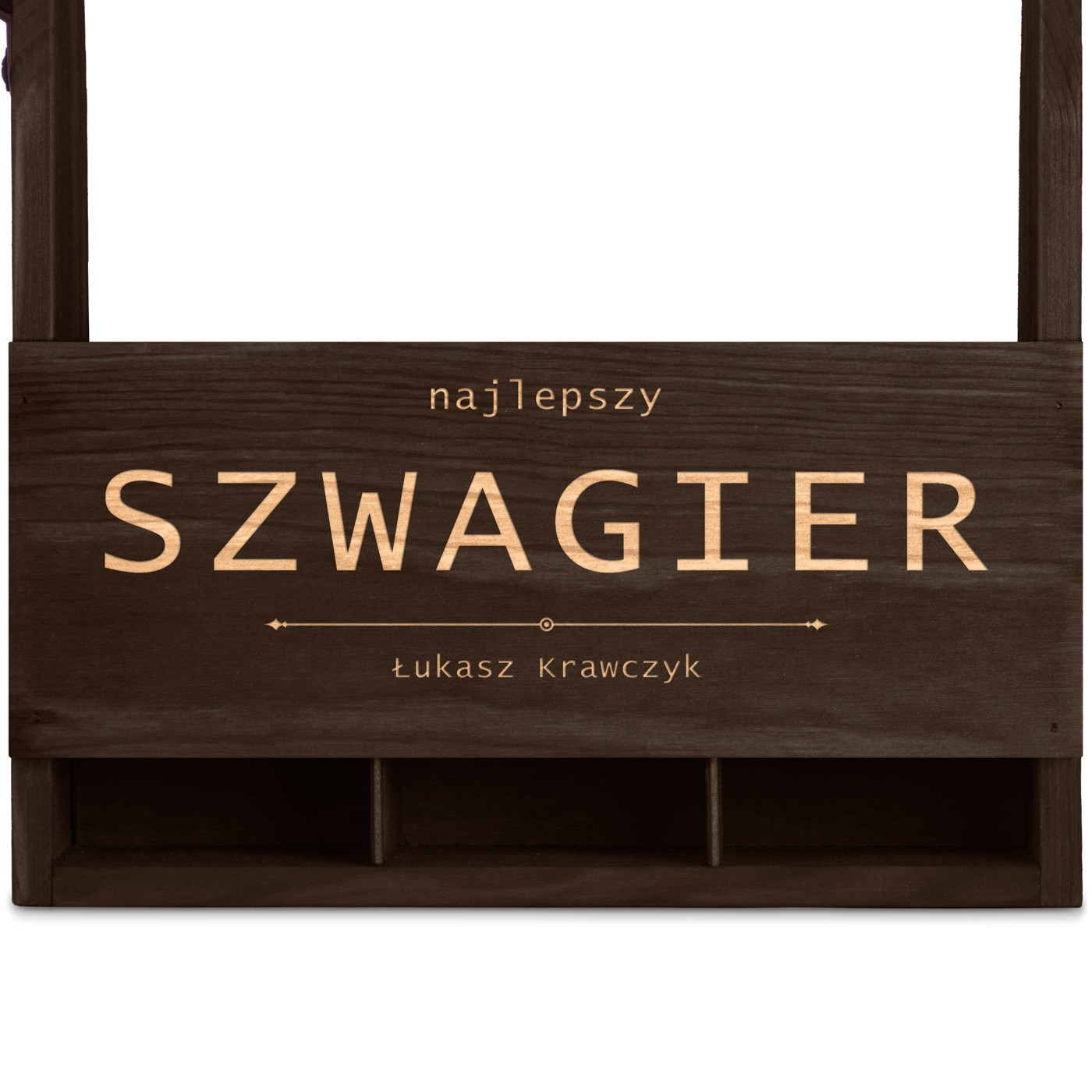 Nosidło drewniane na piwo z otwieraczem i grawerem dla szwagra