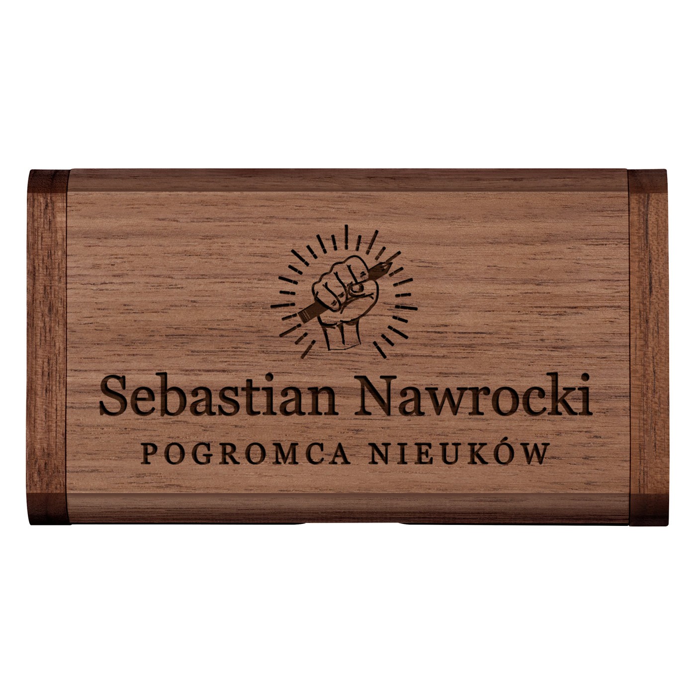 Pendrive drewniany z grawerem 64 GB w magnetycznym pudełku dla nauczyciela