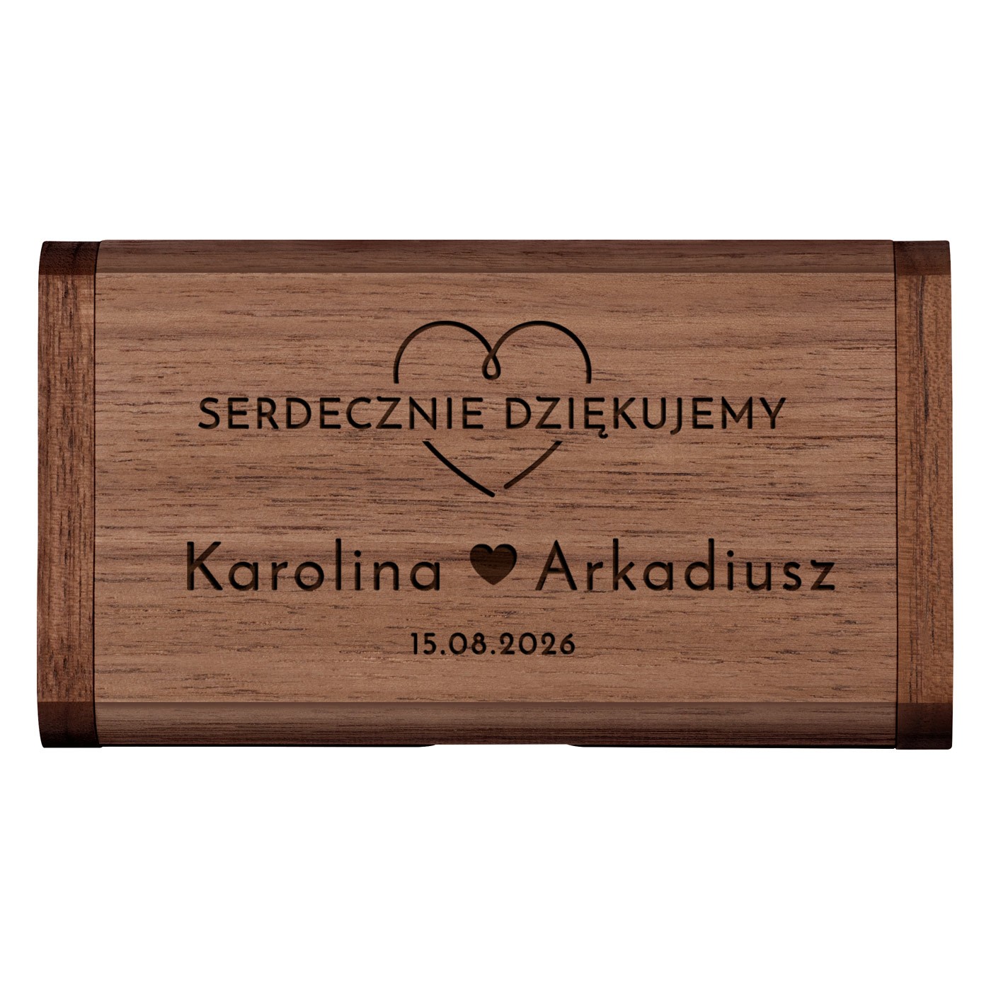 Pendrive drewniany z grawerem 64 GB w magnetycznym pudełku na podziękowanie