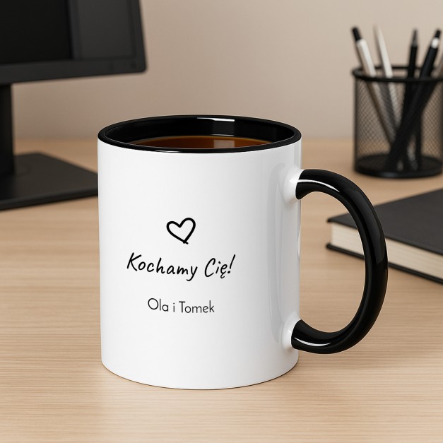 Kubek ceramiczny biały z czarnym środkiem dla taty