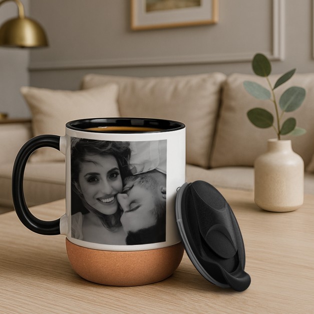 Kubek ceramiczny biały z przykrywką na walentynki rocznicę