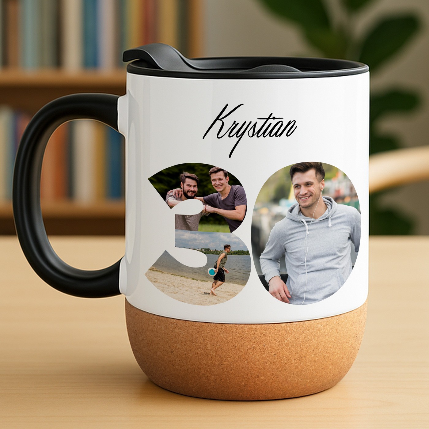 Kubek ceramiczny biały z przykrywką dla niego na 30 urodziny