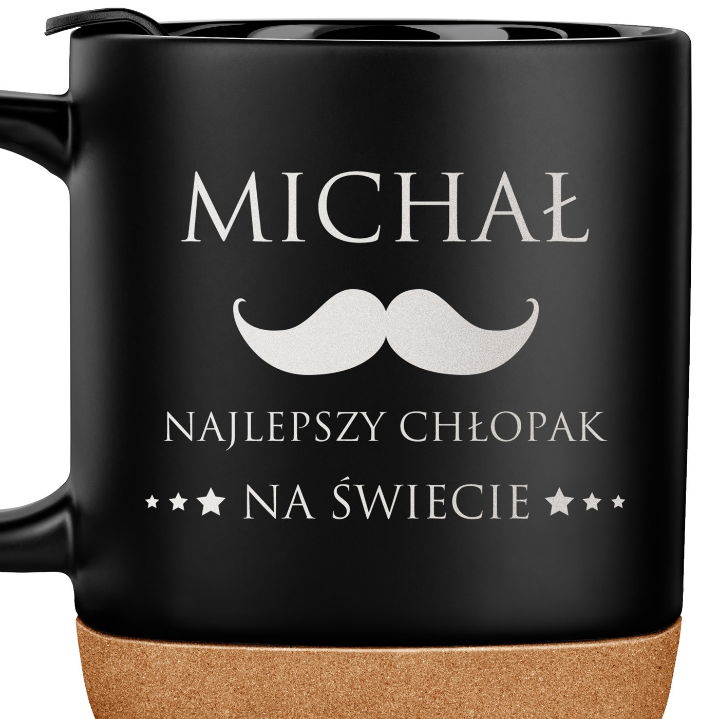 Kubek ceramiczny czarny z przykrywką dla najlepszego chłopaka