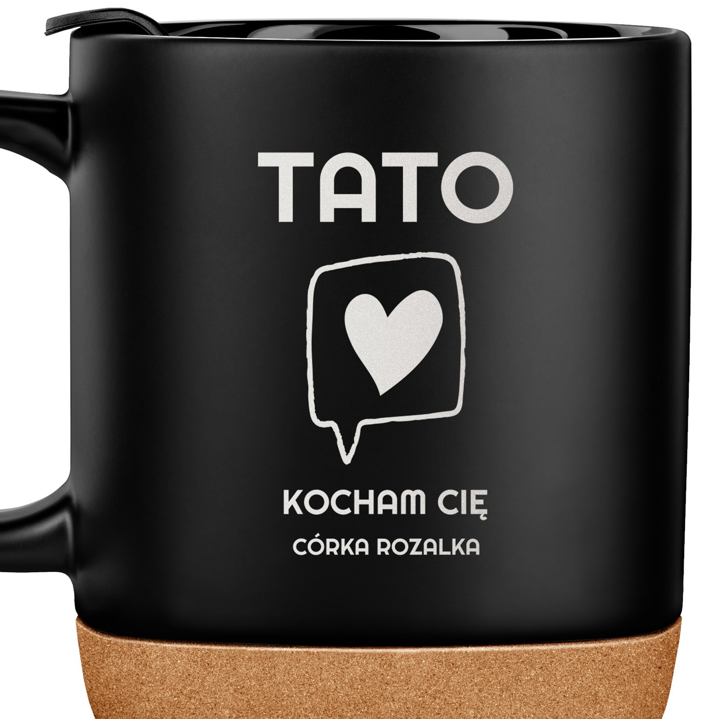 Kubek ceramiczny czarny z przykrywką dla taty na Dzień Ojca
