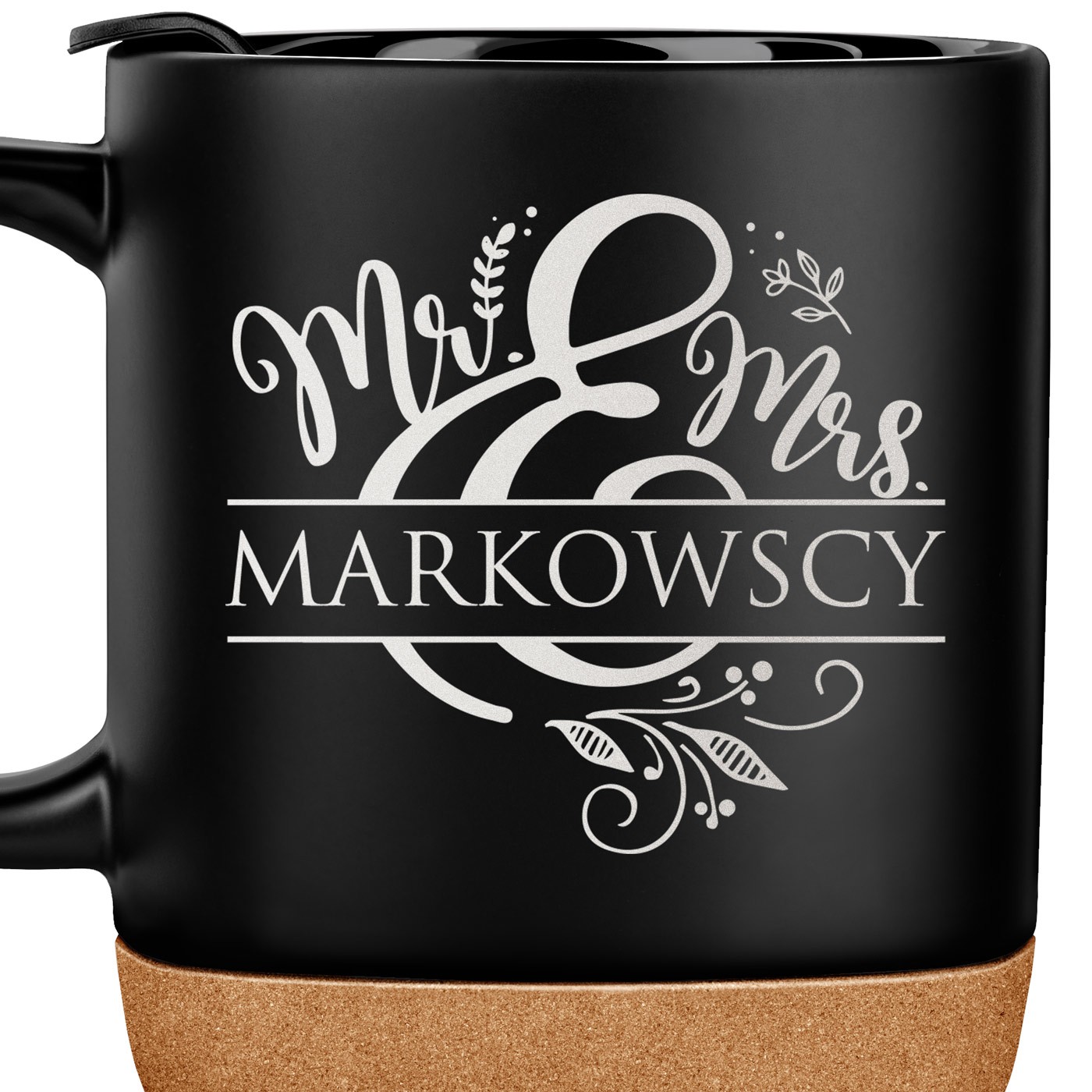 Kubek ceramiczny czarny z przykrywką dla pary na ślub rocznicę parapetówkę
