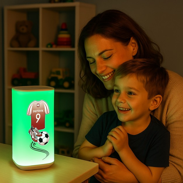 Lampka nocna LED z nadrukiem dla piłkarza kibica na urodziny