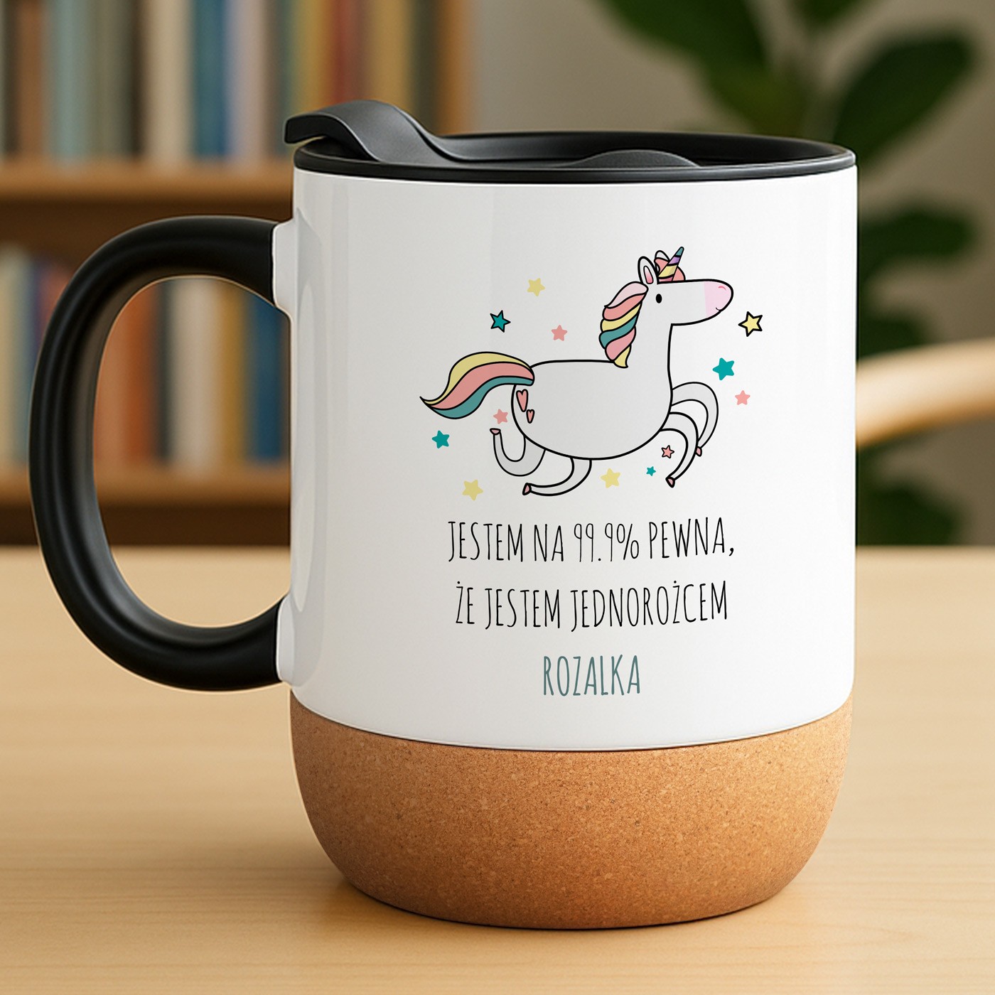 Kubek ceramiczny biały z przykrywką dla dziewczynki na dzień dziecka
