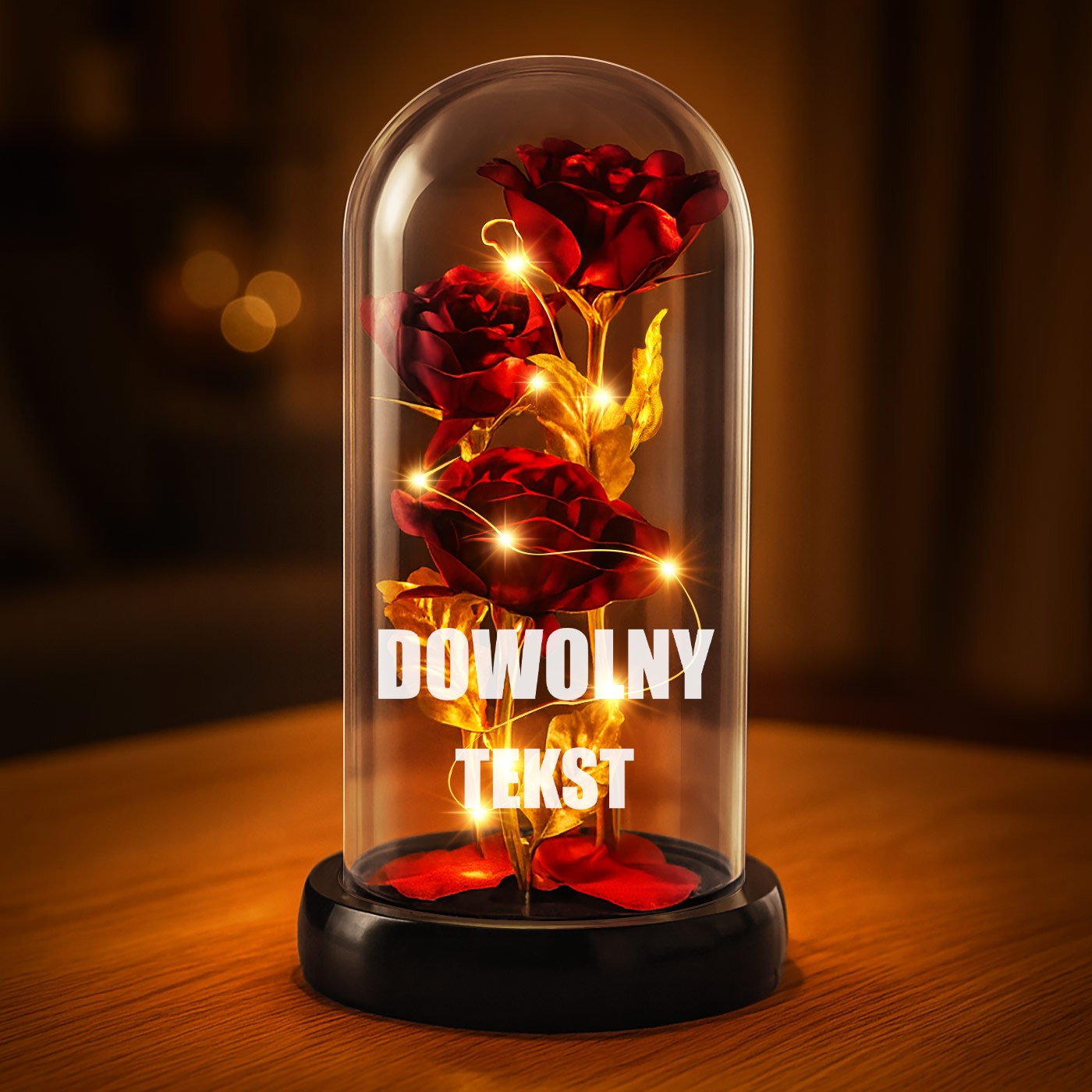 Wieczna róża w szkle Lampka LED czerwona