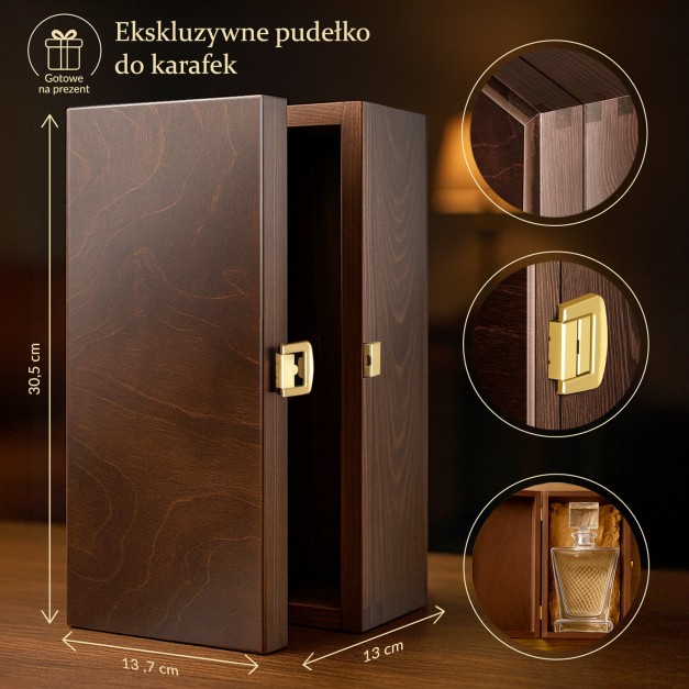 Ekskluzywne drewniane pudełko na karafkę + GRATIS