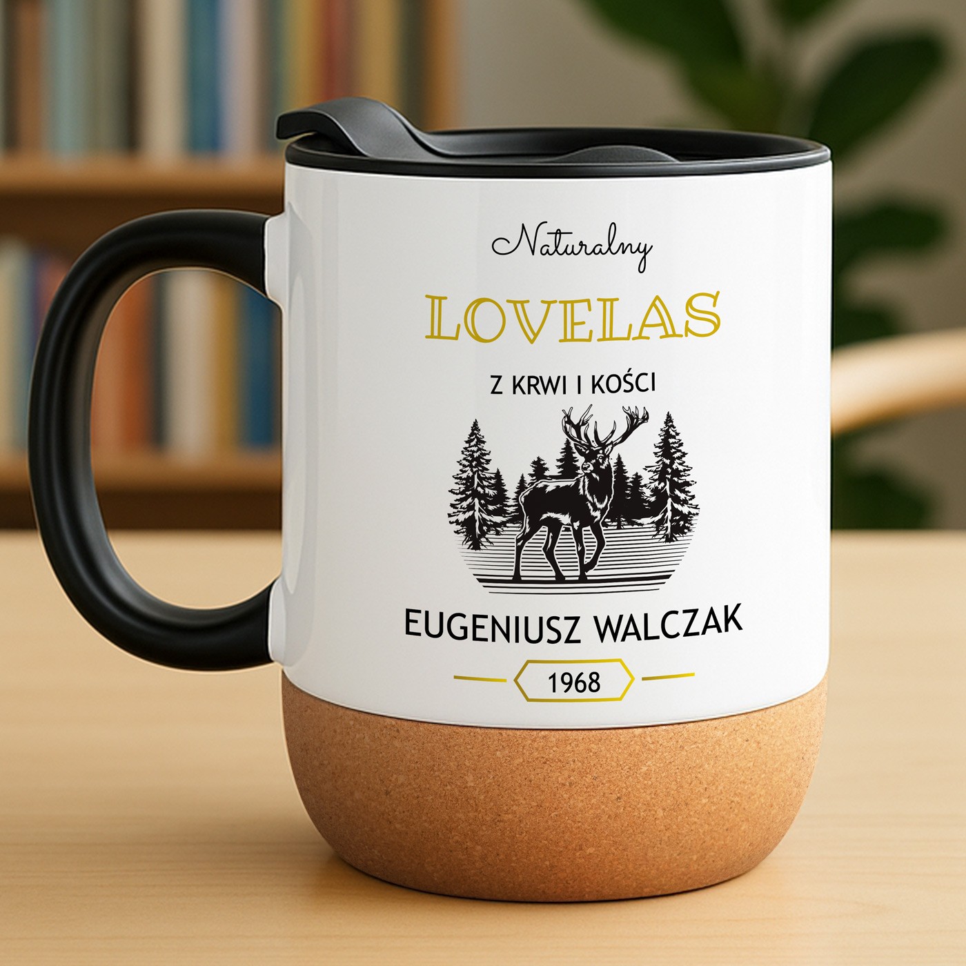 Kubek ceramiczny biały z przykrywką dla niego chłopaka kolegi