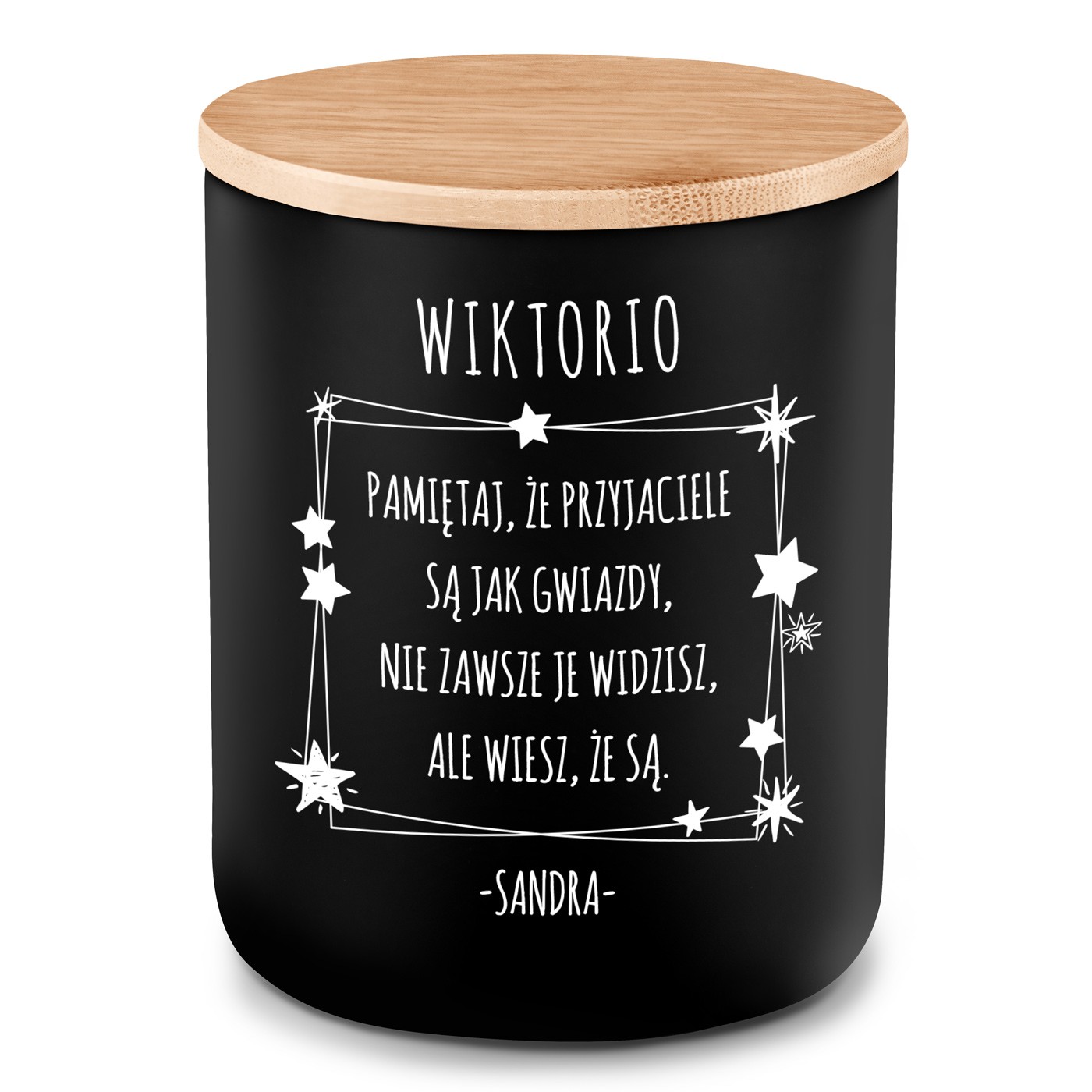 Świeca sojowa z grawerem dla przyjaciółki na urodziny