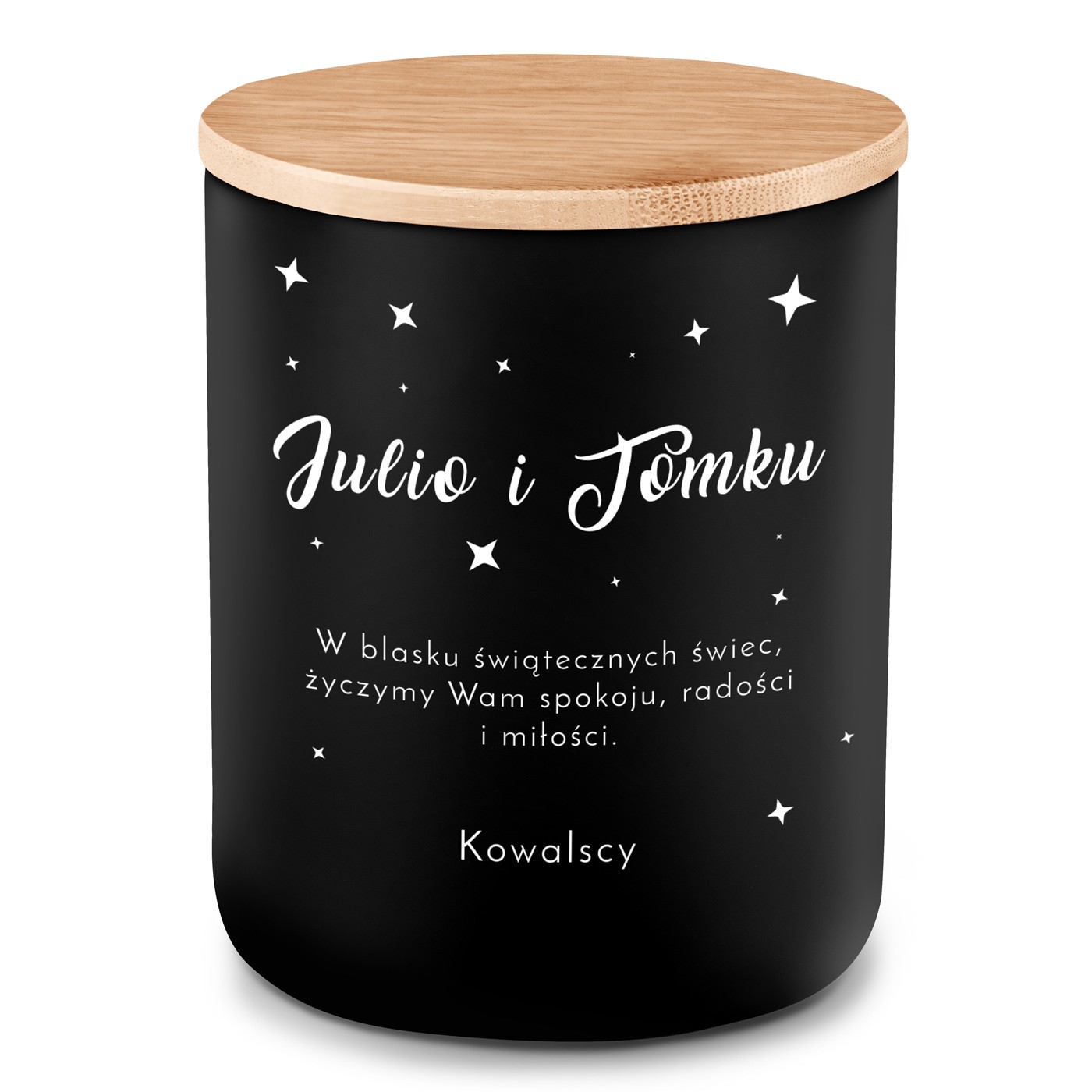 Świeca sojowa z grawerem na święta dla pary