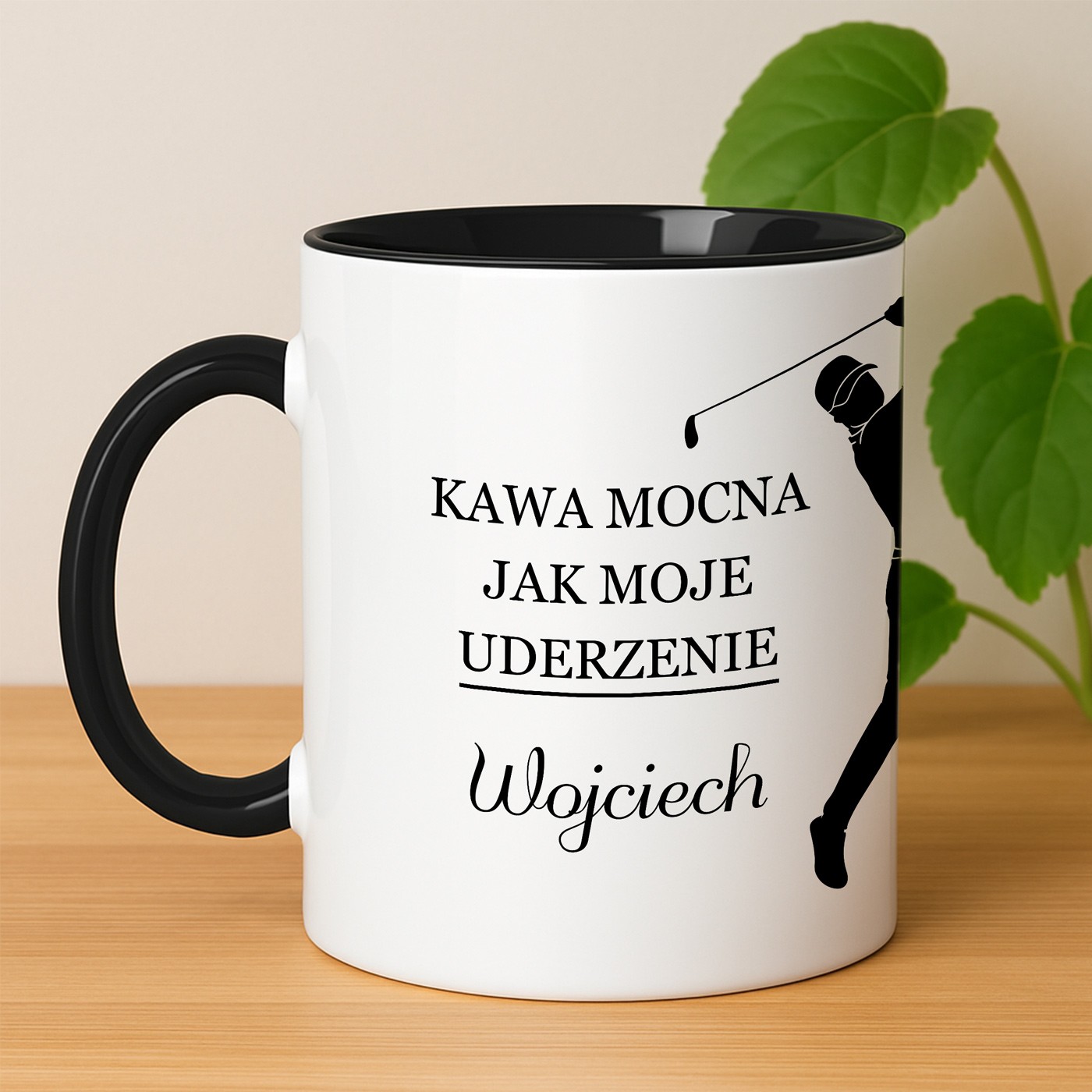 Kubek ceramiczny biały z czarnym środkiem dla niego golfisty