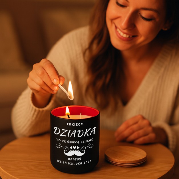 Świeca sojowa z grawerem dla dziadka na dzień dziadka