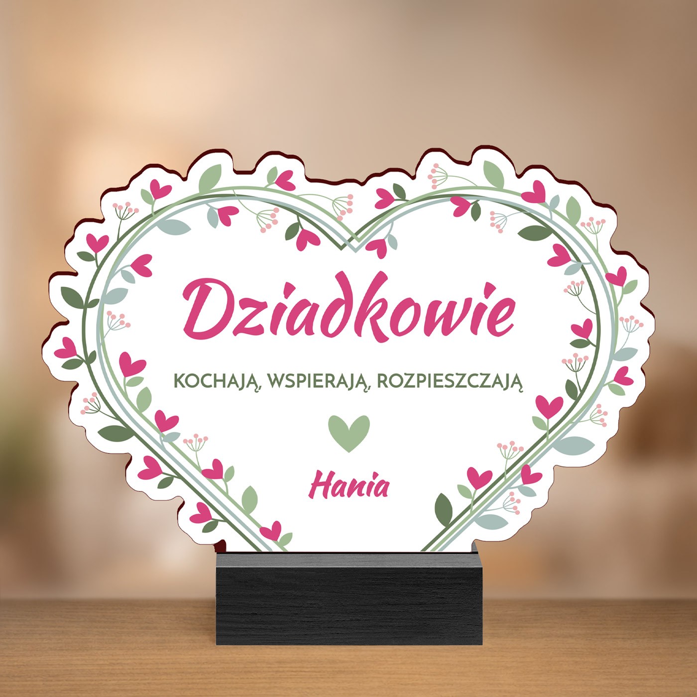 Drewniana statuetka z nadrukiem dla dziadków