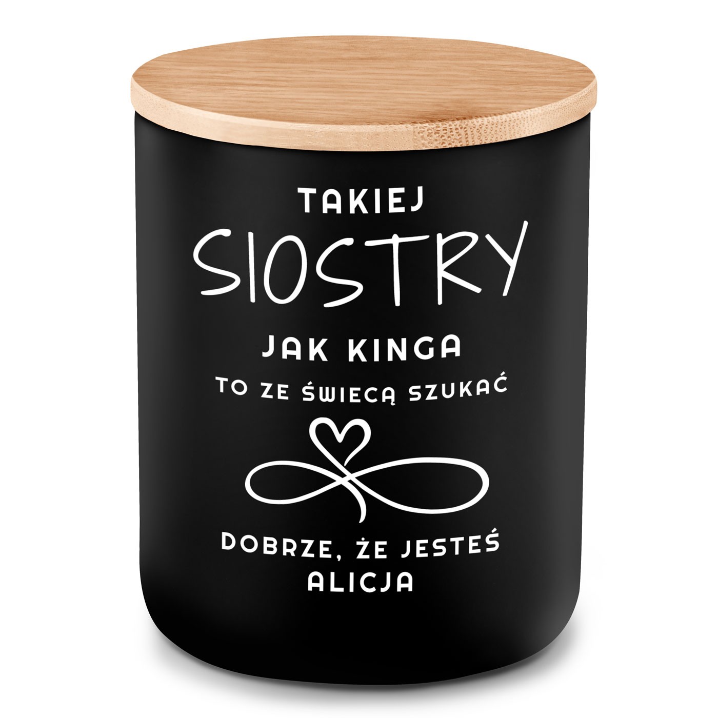 Świeca sojowa z grawerem dla siostry na urodziny