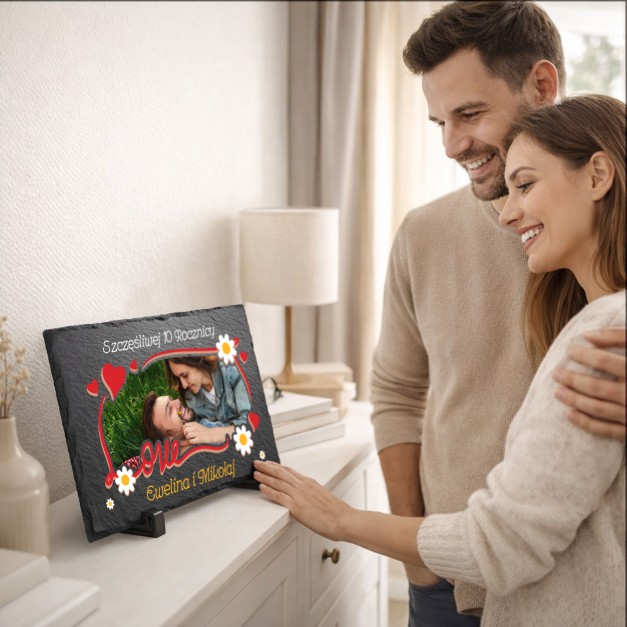 Kamienny łupek 20x30 z nadrukiem dla niej niego na 10 rocznicę