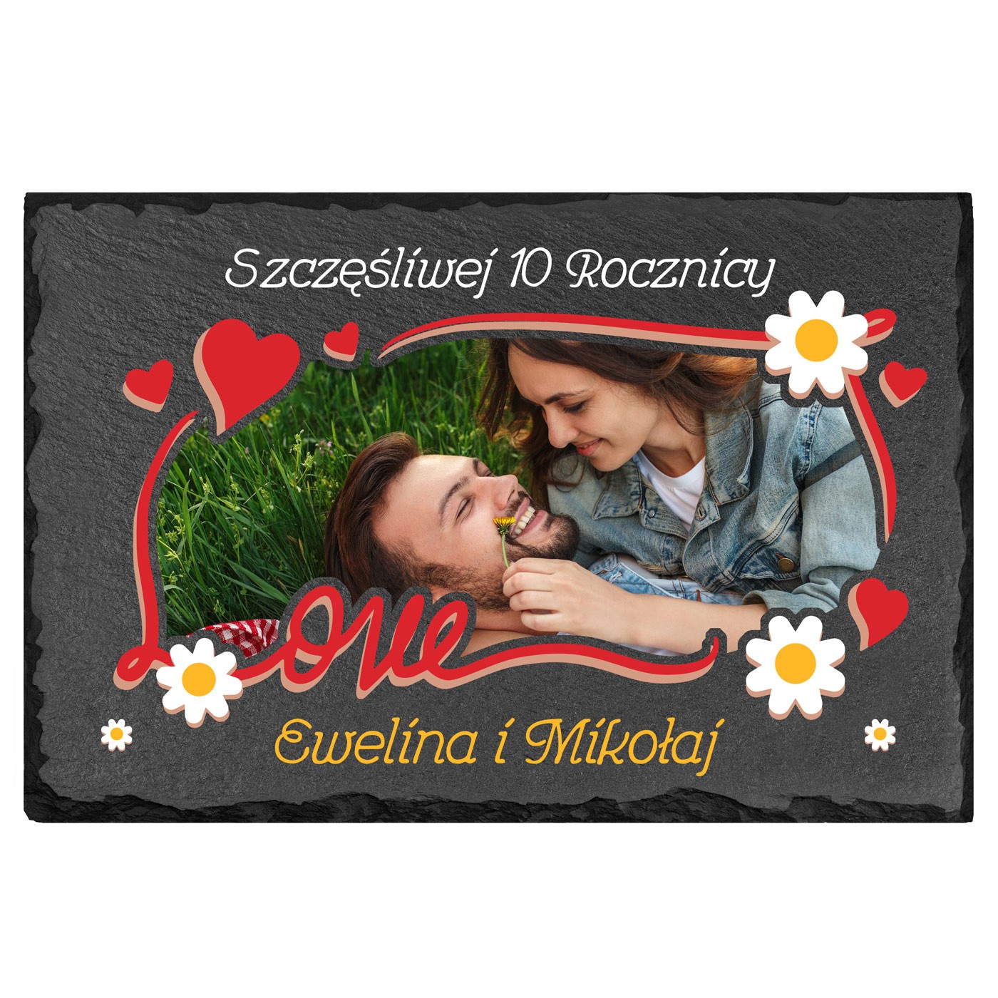 Kamienny łupek 20x30 z nadrukiem dla niej niego na 10 rocznicę