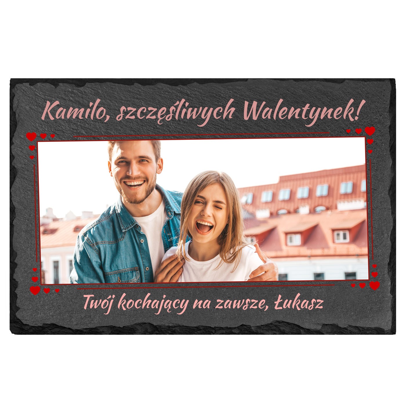 Kamienny łupek 20x30 z nadrukiem dla żony na walentynki