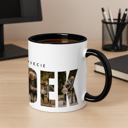 Kubek ceramiczny biały z czarnym środkiem dla dziadka na urodziny Dzień Dziadka