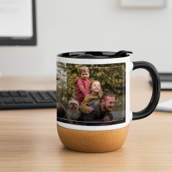 Kubek ceramiczny biały z przykrywką na dzień taty urodziny