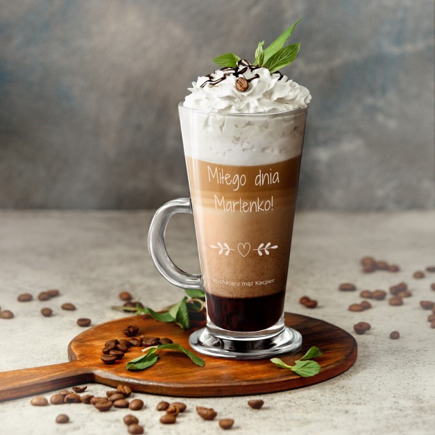 Szklanka do latte z grawerem dla żony na walentynki rocznicę