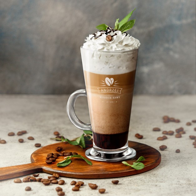 Szklanka do latte z grawerem dla kawosza na urodziny