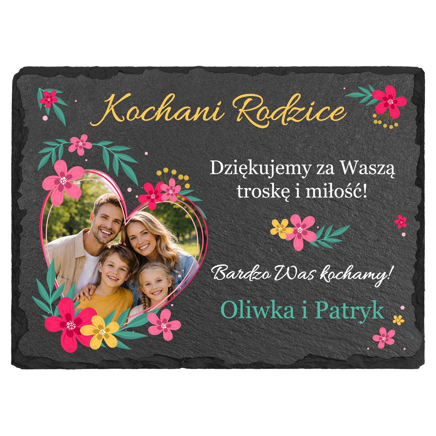 Kamienny łupek z nadrukiem 20x15 podziękowanie dla rodziców