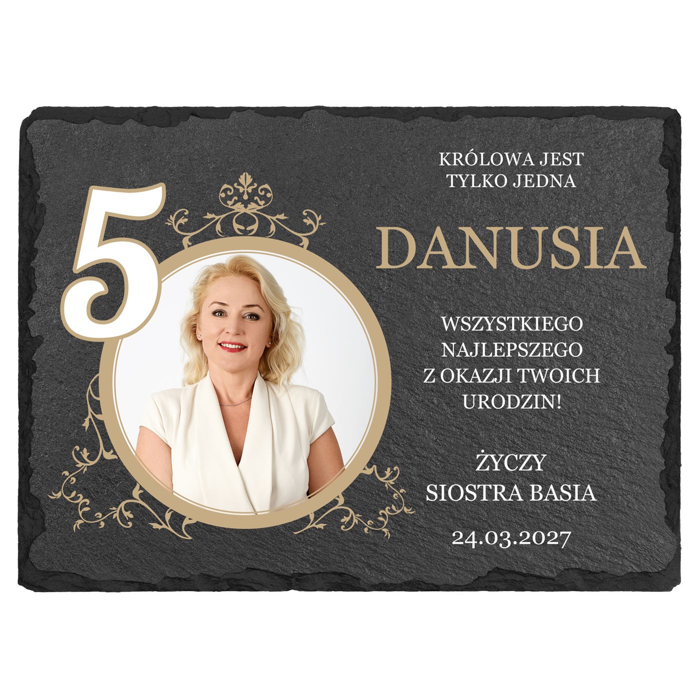 Kamienny łupek z nadrukiem 20x15 dla niej mamy kobiety na 50 urodziny